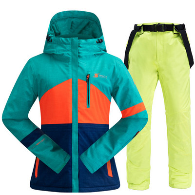 Moteriškas slidinėjimo kostiumas žiemai, šiltas, atsparus vėjui, vandeniui atsparus snieglenčių kostiumas Slidinėjimo striukė Slidinėjimo kelnės Moteriškas kvėpuojantis slidinėjimo kostiumas Slidinėjimo įranga