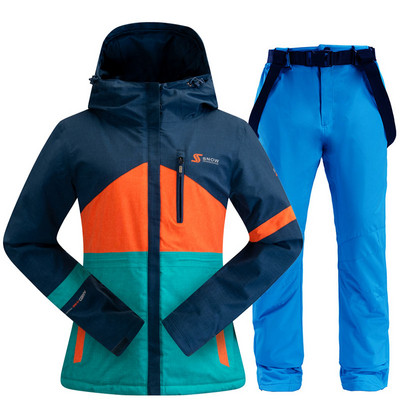 Moteriškas slidinėjimo kostiumas žiemai, šiltas, atsparus vėjui, vandeniui atsparus snieglenčių kostiumas Slidinėjimo striukė Slidinėjimo kelnės Moteriškas kvėpuojantis slidinėjimo kostiumas Slidinėjimo įranga