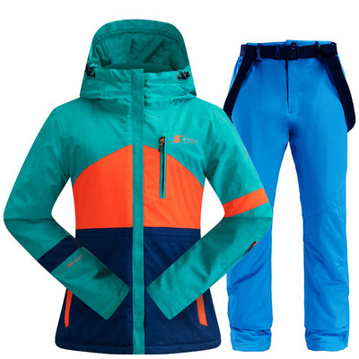 Moteriškas slidinėjimo kostiumas žiemai, šiltas, atsparus vėjui, vandeniui atsparus snieglenčių kostiumas Slidinėjimo striukė Slidinėjimo kelnės Moteriškas kvėpuojantis slidinėjimo kostiumas Slidinėjimo įranga