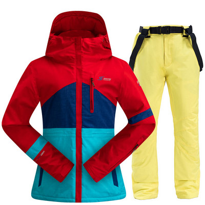 Moteriškas slidinėjimo kostiumas žiemai, šiltas, atsparus vėjui, vandeniui atsparus snieglenčių kostiumas Slidinėjimo striukė Slidinėjimo kelnės Moteriškas kvėpuojantis slidinėjimo kostiumas Slidinėjimo įranga