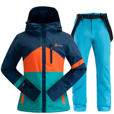 Moteriškas slidinėjimo kostiumas žiemai, šiltas, atsparus vėjui, vandeniui atsparus snieglenčių kostiumas Slidinėjimo striukė Slidinėjimo kelnės Moteriškas kvėpuojantis slidinėjimo kostiumas Slidinėjimo įranga