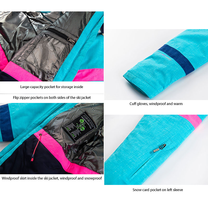 Moteriškas slidinėjimo kostiumas žiemai, šiltas, atsparus vėjui, vandeniui atsparus snieglenčių kostiumas Slidinėjimo striukė Slidinėjimo kelnės Moteriškas kvėpuojantis slidinėjimo kostiumas Slidinėjimo įranga