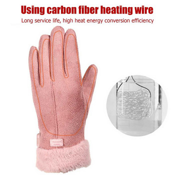 Зимни аксесоари Електрически нагревателни ръкавици Топли дамски велурени ръкавици със сензорен екран Отопляеми ръкавици с USB захранване Коледен подарък