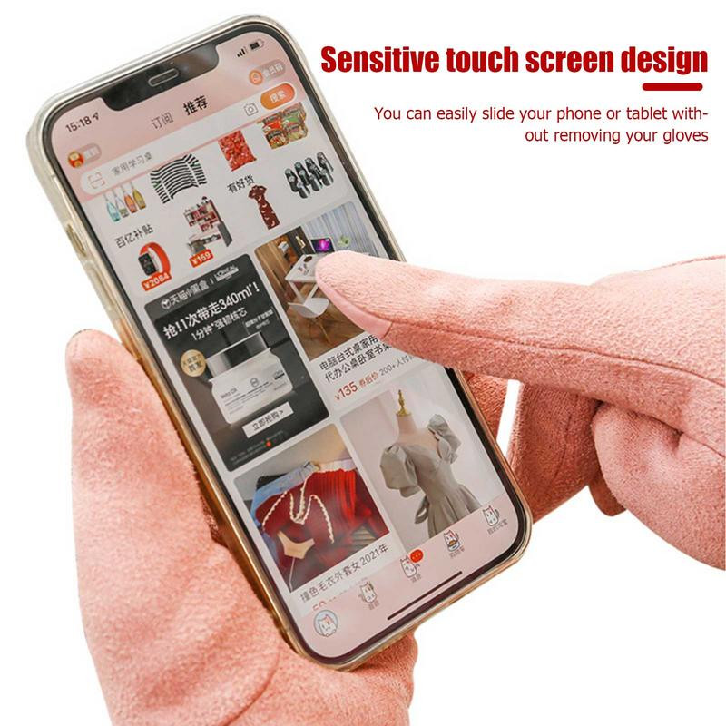 Žiemos priedai Elektrinės šildomos pirštinės Šiltos moteriškos zomšinės kumštinės pirštinės Jutiklinis ekranas USB maitinamos šildomos pirštinės Kalėdų dovana