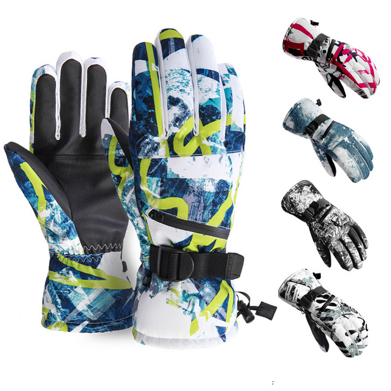 Žieminės vyriškos itin lengvos slidinėjimo pirštinės su jutikliniu ekranu, vilnos, šiltos moteriškos snieglenčių pirštinės vaikams, vandeniui atsparios motociklo terminės sniego pirštinės