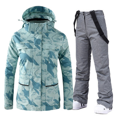 Costum de schi pentru femei, iarnă, jachetă și pantaloni, salopete, respirabile, impermeabile, îmbrăcăminte pentru snowboard pentru femei, ținute de schi