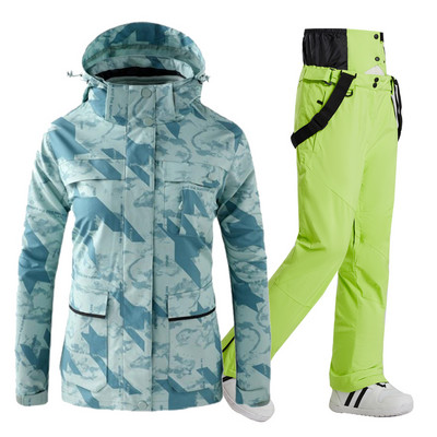 Costum de schi pentru femei, iarnă, jachetă și pantaloni, salopete, respirabile, impermeabile, îmbrăcăminte pentru snowboard pentru femei, ținute de schi