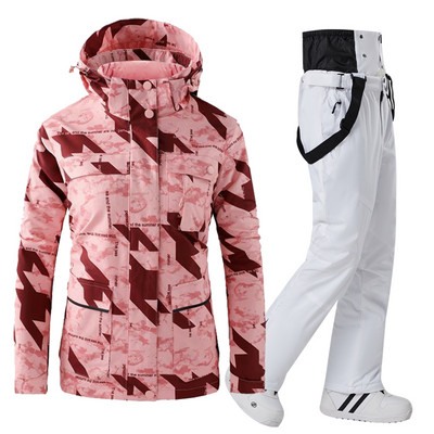 Costum de schi pentru femei, iarnă, jachetă și pantaloni, salopete, respirabile, impermeabile, îmbrăcăminte pentru snowboard pentru femei, ținute de schi