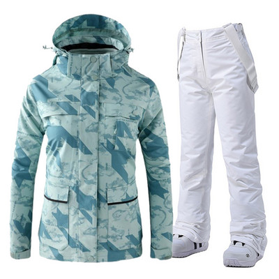 Costum de schi pentru femei, iarnă, jachetă și pantaloni, salopete, respirabile, impermeabile, îmbrăcăminte pentru snowboard pentru femei, ținute de schi