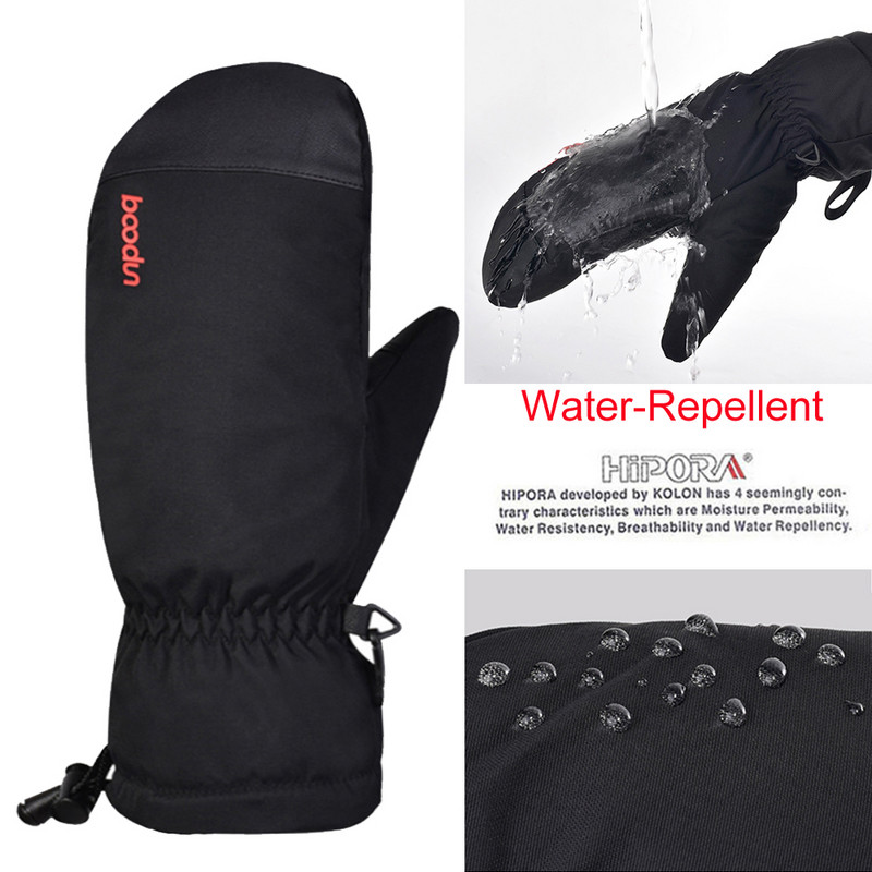 Profesionalios snieglenčių slidinėjimo pirštinės vandeniui atsparios vyriškos jaunimo žiemos šiltos sniego pirštinės -30 laipsnių slidinėjimo snieglentė, vientisa juoda