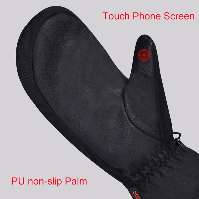 Profesionalios snieglenčių slidinėjimo pirštinės vandeniui atsparios vyriškos jaunimo žiemos šiltos sniego pirštinės -30 laipsnių slidinėjimo snieglentė, vientisa juoda