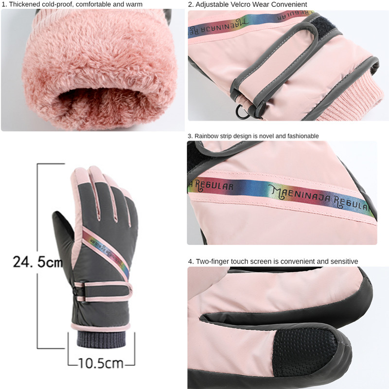 Moteriškos slidinėjimo pirštinės Ultralengvos vandeniui atsparios žiemos šiltos pirštinės Mobilusis telefonas jutiklinis ekranas slidinėjimo pirštinės Motociklo važiavimo sniego pirštinės