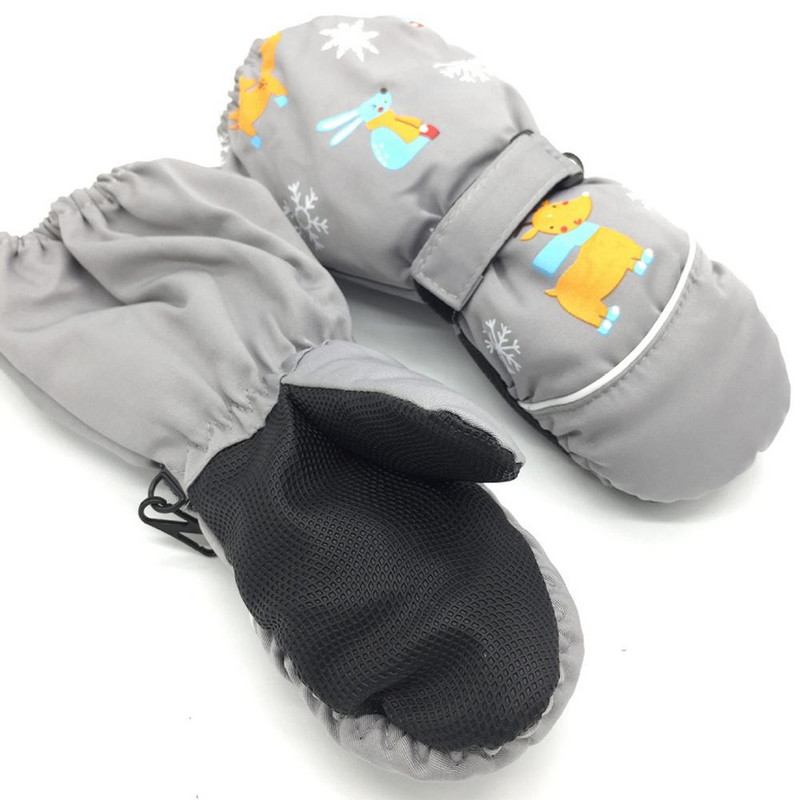 1 Poros žiemos nauji vaikams spausdinti animaciniai filmukai elnias triušis storinančios slidinėjimo pirštinės vaikams, vėjui atsparios, vandeniui atsparios, neslystančios pirštinės ilgomis rankovėmis