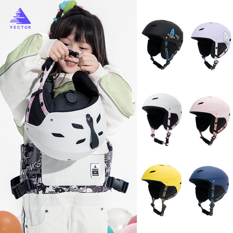 Vaikų slidinėjimo šalmas Slidinėjimas Sniego saugos riedlentės Snieglenčių šalmas Reguliuojamas apsauginis lauko čiuožimo sportinis šalmas 50-54cm