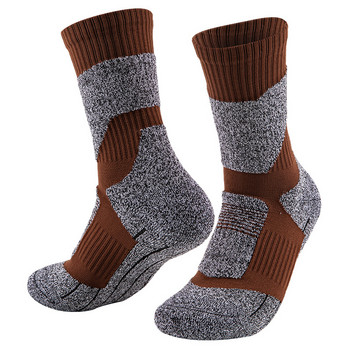 Мъжки памучни атлетични чорапи с дебела възглавница Дишащи спортни туризъм Планинско катерене Ски чорапи Дебели зимни термо чорапи за екипажа