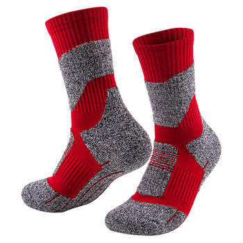 Мъжки памучни атлетични чорапи с дебела възглавница Дишащи спортни туризъм Планинско катерене Ски чорапи Дебели зимни термо чорапи за екипажа