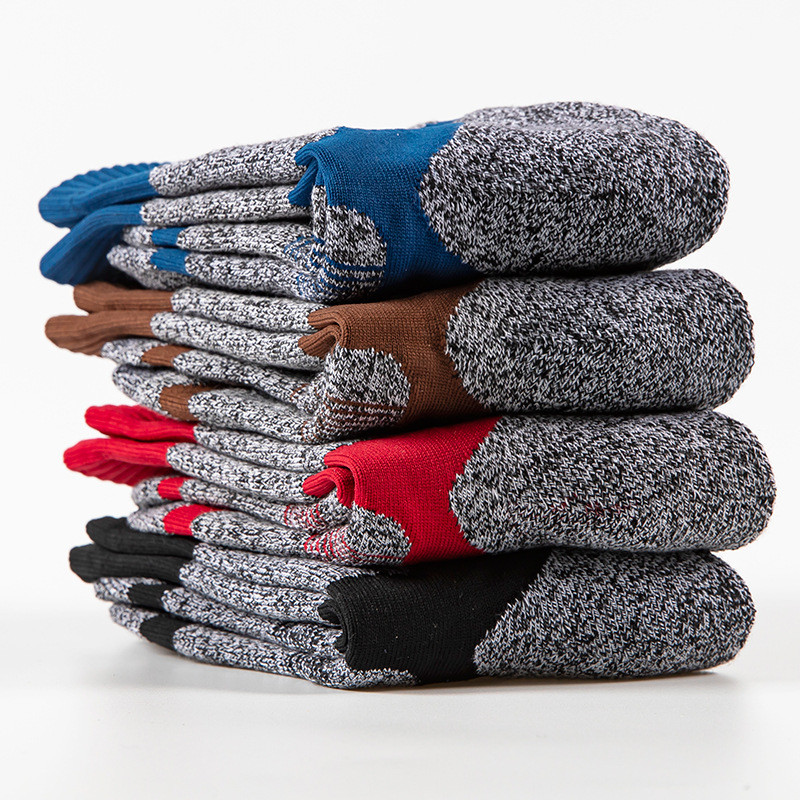 Vyriškos medvilninės sportinės kojinės storos pagalvėlės, pralaidžios orui, sportinės žygiai, kopimas į kalnus, slidinėjimo kojinės storos žieminės šiluminės kojinės