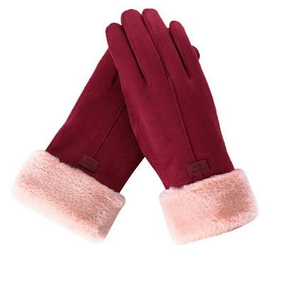 2022 m. Moteriškos šiltos pirštinės Madingos Pūkuotos žieminės pirštinės, pirštinės pirštinės, pirštinės, lauke sportinis bėgimas, moteriškos pirštinės, liečiamas ekranas