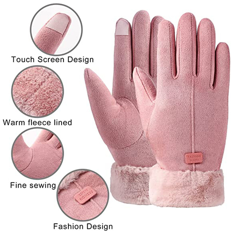 2022 m. Moteriškos šiltos pirštinės Madingos Pūkuotos žieminės pirštinės, pirštinės pirštinės, pirštinės, lauke sportinis bėgimas, moteriškos pirštinės, liečiamas ekranas