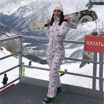 2022 Warm Up Women One Piece Snowsuits με κουκούλα Γυναικεία φόρμα για σκι Ολόσωμες φόρμες snowboard Γυναικεία αθλητικά ρούχα