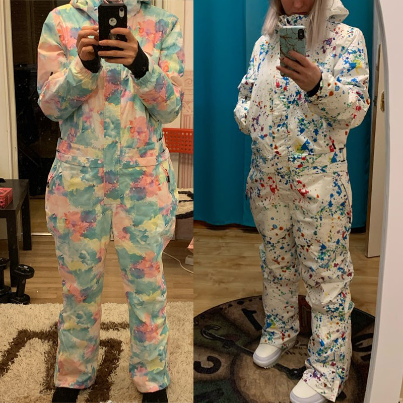 2022 Bemelegítő női egyrészes hóruhák kapucnis szigetelő női síoverall Mountain Snowboard overál Női sportruházat