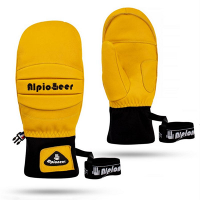 ALPIONEER Skijaške rukavice Zimske tople sportske rukavice za snijeg Muškarci Žene Univerzalne kozje kože Palm otporne na vjetar Vodootporne rukavice za snowboard