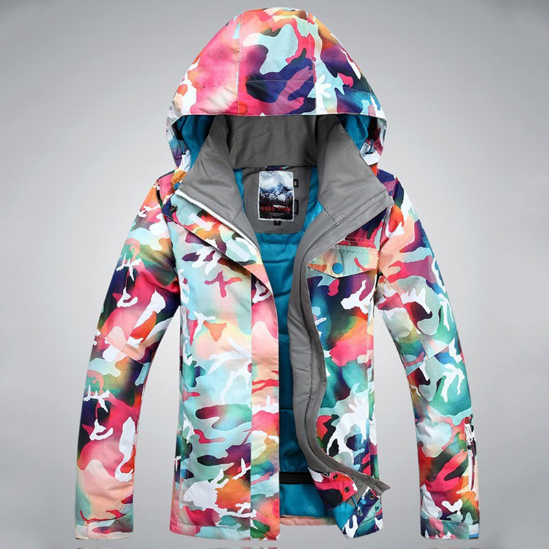 Női síruha, meleg, szélálló snowboard snowsuit síkabát + sínadrágok divatnyomtatás vízálló síkészlet nőknek