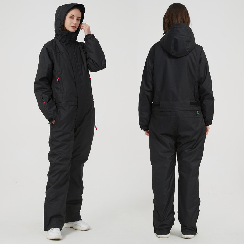 Costum de schi pentru femei, o bucată, iarnă, cu glugă, rezistentă la vânt, pentru sport, în aer liber, pentru femei, pentru zăpadă.