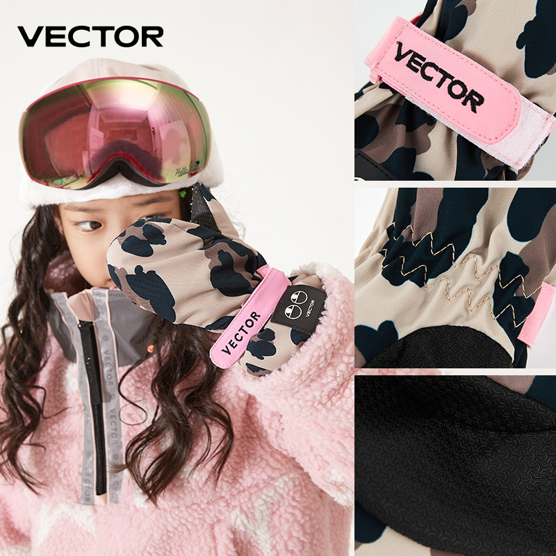 VECTOR Vaikiškos žieminės šiltos pirštinės, atsparios vėjui, vaikams berniukams mergaitėms slidinėti dviračiais laipioti lauke pirštinės vandeniui atsparios rankų stangrinimui
