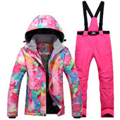 Costum de schi pentru femei de iarnă, jachetă coreeană, pantaloni, rezistent la vânt, impermeabil, respirabil, haină de schi snowboarding, pantaloni, costum de zăpadă sport