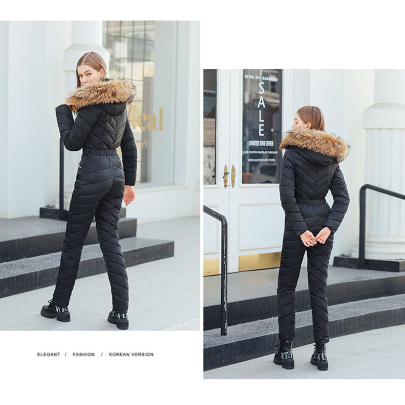 Vienetinis slidinėjimo kostiumas Moteriški švarkai su gobtuvu Parka Kombinezonas Moteriškas Medvilninis Bodas Varčios Kombinezonai Užtrauktuku Kombinezonai Sportiniai kostiumai