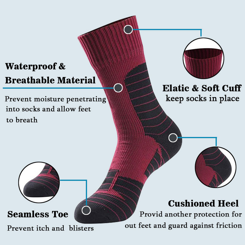 Unisex vandeniui atsparios kvėpuojančios sausos kojinės, skirtos žvejybai lauke.