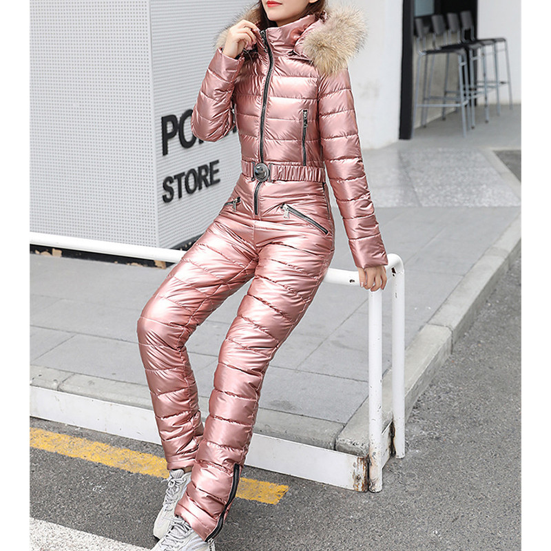 Žieminis slidinėjimo kombinezonas Snieglenčių slidinėjimo kostiumas Žieminiai kombinezonai su gobtuvu Parka One Piece slidinėjimo kombinezonas Skisuit laisvalaikio sportiniai kostiumai su užtrauktuku #S