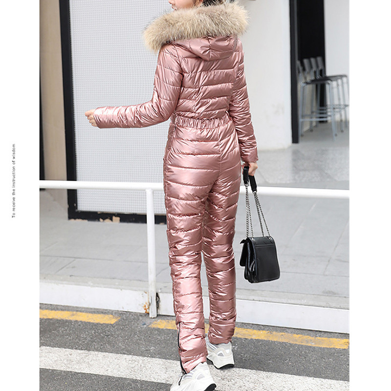 Žieminis slidinėjimo kombinezonas Snieglenčių slidinėjimo kostiumas Žieminiai kombinezonai su gobtuvu Parka One Piece slidinėjimo kombinezonas Skisuit laisvalaikio sportiniai kostiumai su užtrauktuku #S