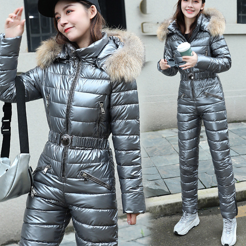 Žieminis slidinėjimo kombinezonas Snieglenčių slidinėjimo kostiumas Žieminiai kombinezonai su gobtuvu Parka One Piece slidinėjimo kombinezonas Skisuit laisvalaikio sportiniai kostiumai su užtrauktuku #S