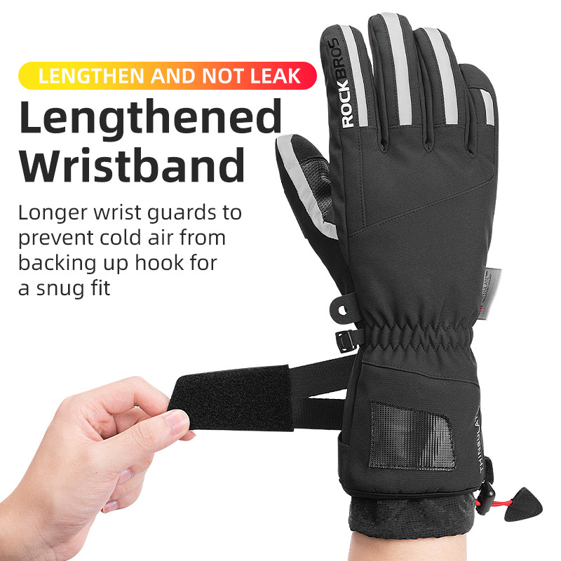 ROCKBROS slidinėjimo pirštinės, atsparios vandeniui žiemos snieglenčių sportui, itin lengvos motociklo termiškai atsparios vėjui jutiklinis ekranas MTB žygio dviračių pirštinės
