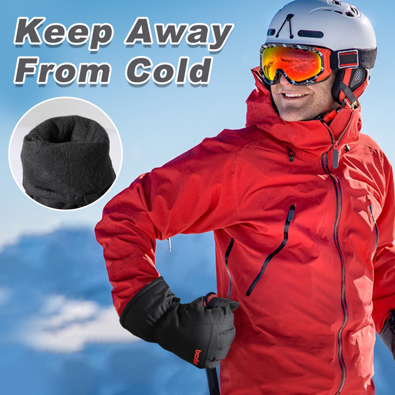 Vyriškos slidinėjimo pirštinės, jutiklinis ekranas, dviračių sportas, atsparus vėjui, atsparus vandeniui, lauko sportinis motociklas, žieminė, šilta vilna, neslidi snieglenčių pirštinė