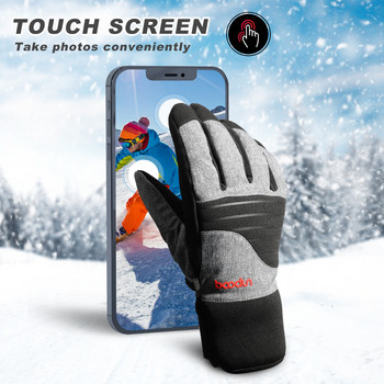 Свръхлеки ски ръкавици Зимни топли спортни PU кожени противоплъзгащи водоустойчиви сензорни екрани Мъже Жени Сноуборд ръкавица Пълен пръст