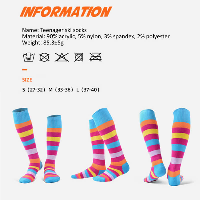 2 poros dryžuotos slidinėjimo kojinės Pastorintos ilgos slidinėjimo kojinės žiemai šiltos kilpinės kilpinės trikotažo berniukams Mergaitėms Paaugliams Žiemos sportas