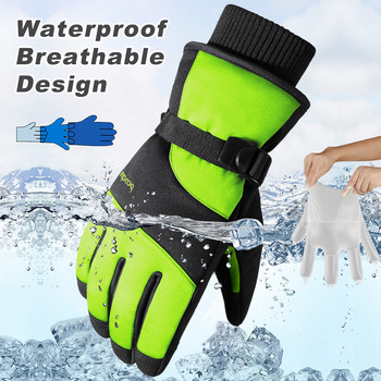 Водоустойчиви термални ски ръкавици Сензорен екран Неплъзгащи се Ветроустойчиви Удароустойчиви Сноуборд Колоездене Спорт Пълни ръкавици за пръсти Мъже Жени