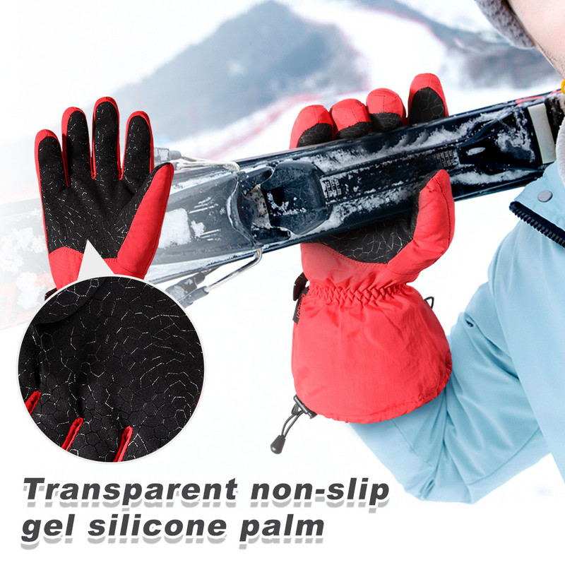 Slidinėjimo pirštinės žiemai, šiltos, vandeniui atsparios snieglenčių pirštinės Vyriškos moteriškos šiluminės vilnos jutiklinis ekranas nuo vėjo atsparios čiuožimo motociklo pirštinės