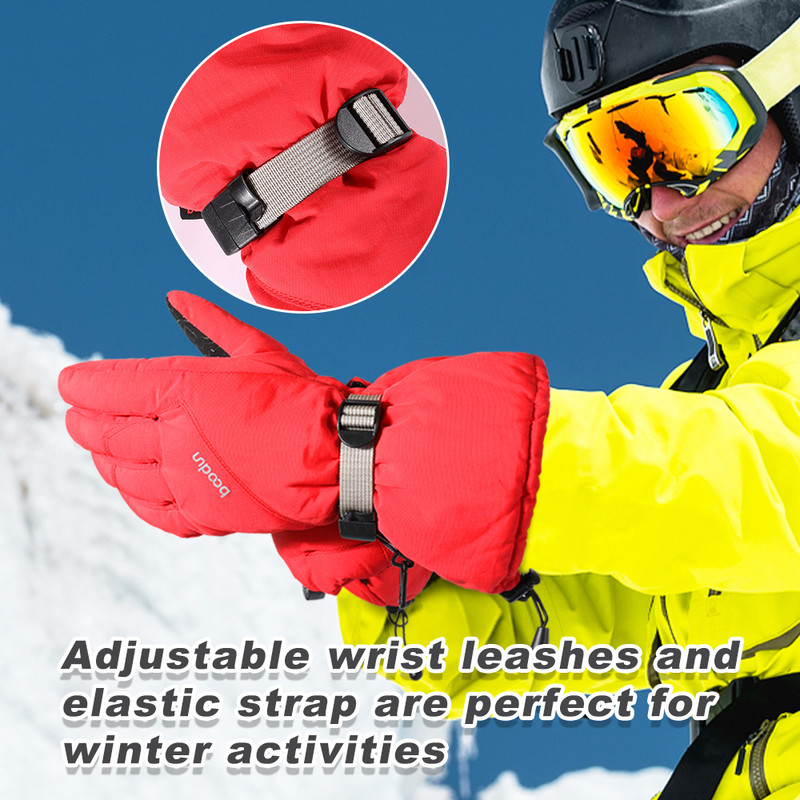 Slidinėjimo pirštinės žiemai, šiltos, vandeniui atsparios snieglenčių pirštinės Vyriškos moteriškos šiluminės vilnos jutiklinis ekranas nuo vėjo atsparios čiuožimo motociklo pirštinės