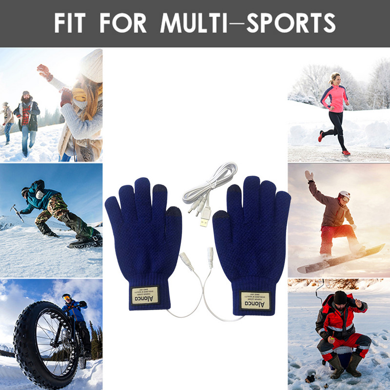 Žieminė žvejyba lauke šildomos pirštinės pirštinės Nešiojamos USB elektrinės šildymo pirštinės, atsparios vėjui, minkštos pirštinės, sportinės rankų šildytuvas