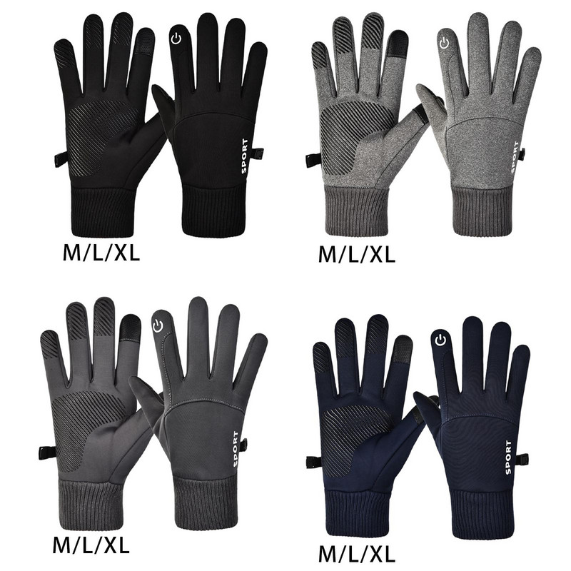Vyriškos, žieminės, vandeniui atsparios dviratininkų pirštinės, lauko sportui, bėgimui motociklui, slidinėjimui jutiklinis ekranas, vilnos pirštinės, neslystančios, šiltos, pilnos pirštinės
