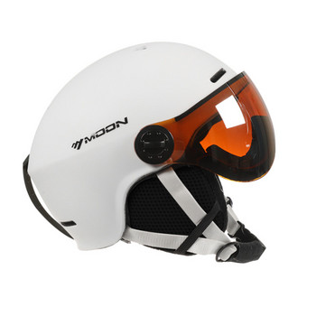 2-в-1 Подвижен ветрозащитен щит Ски каска против замъгляване и UV интегрирани ски очила за сноуборд