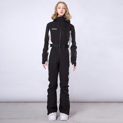 Naujas žieminis vientisas slidinėjimo kostiumas moteriškas kombinezonas Slim Fit šiltas lauko sportinis snieglenčių kostiumas, vėjui atsparus, vandeniui atsparus kostiumas