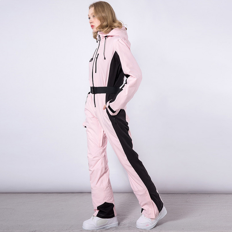 Naujas žieminis vientisas slidinėjimo kostiumas moteriškas kombinezonas Slim Fit šiltas lauko sportinis snieglenčių kostiumas, vėjui atsparus, vandeniui atsparus kostiumas