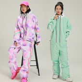 Moteriškas slidinėjimo kombinezonas su gobtuvu, neperšlampamas, moteriškas vientisas slidinėjimo kostiumas žieminis snieglentės kombinezonas kalnų drabužiai sportiniai moteriški sniego kostiumai