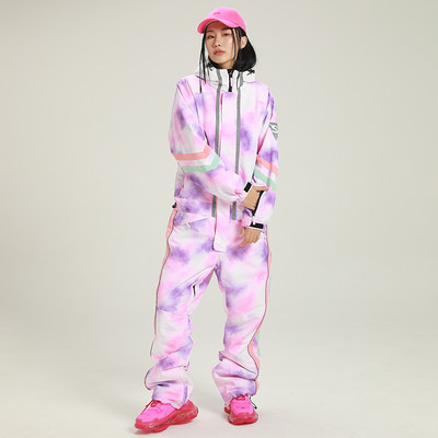 Moteriškas slidinėjimo kombinezonas su gobtuvu, neperšlampamas, moteriškas vientisas slidinėjimo kostiumas žieminis snieglentės kombinezonas kalnų drabužiai sportiniai moteriški sniego kostiumai