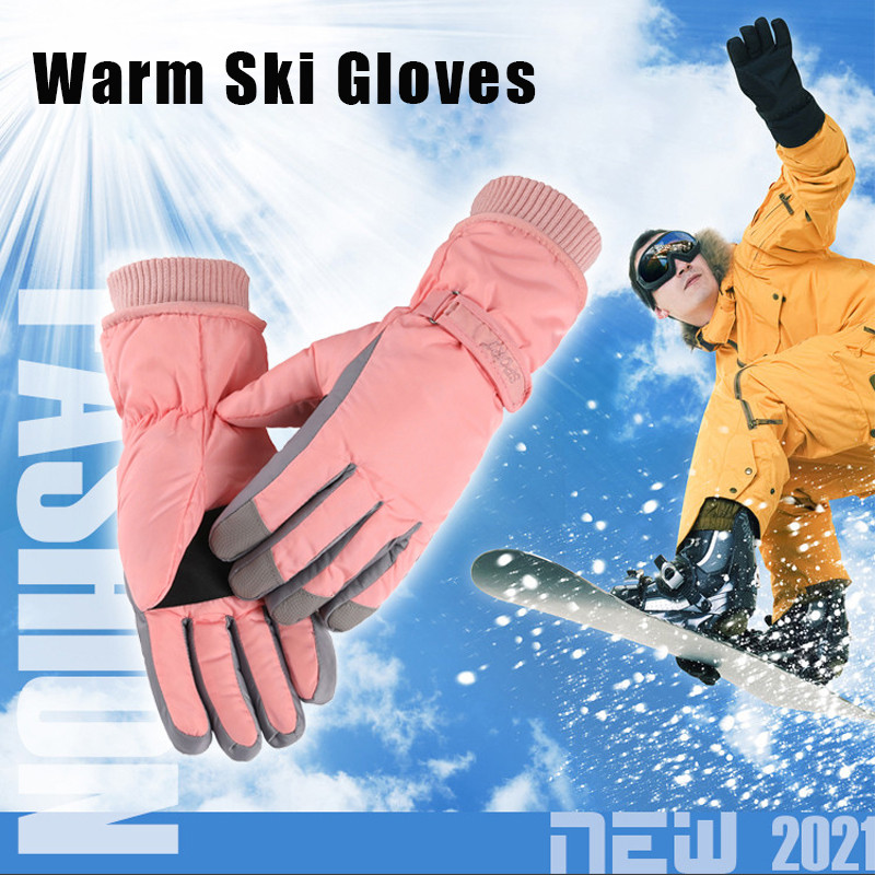 Žiemos šiltos slidinėjimo pirštinės Terminės Ultralengvos vandeniui atsparios jutiklinio ekrano snieglenčių pirštinės Moteriškos motociklininkų sniego pirštinės